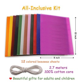 Tafuero 100% Beeswax Honeycomb Candle Sheet,12pcs Beeswax Candle Making Kit Natural 10" X 8",Make Your Own Ideas Candle for Kids and Adults,Making Handsome Rolling Candle for Hanukkah and Party