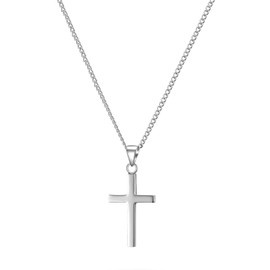 day.berlin Women's Cross Necklace Vice 18 K Gold-Plated 45 + 5 cm Variable Length Necklace with Cross Pendant (13 x 28 mm) Sturdy Curb Chain Made of 316L Stainless Steel, Nickel-Free and Waterproof,