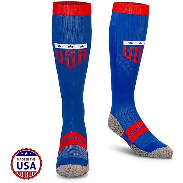 MudGear USA Compression Socks - Over The Calf Tall Running Socks for Patriotic Men and Women