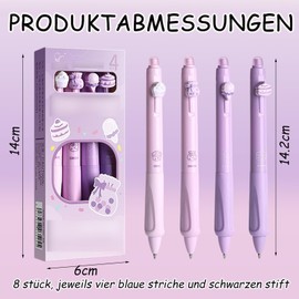 Pack of 8 Erasable Ballpoint Pens, Rollerball Pens, Erasable Pens with Animal Head, 0.5 mm Erasable Pen Set, Blue/Black Erasable Pens Ballpoint Pen Erasable, Erasable Rollerball Pen