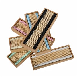 2000 PCs Premium Cotton Swabs Natural Cotton Buds Biodegradable Organic Double Tips for Ear Wax Removal (2000PCs,Mixed Colors)