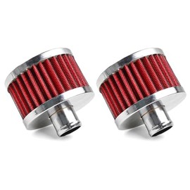 MUGE RACING 23mm Car Air Filter Universal Cold Air Intake Filter High Flow Vent Valve Cover Breather Filter (Red- 2 Pcs)