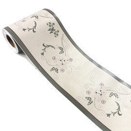 Simple Grey Vine Foral Pattern Wallpaper Border Peel Stick Wall Decal Sticker Bathroom Kitchen Ceiling Border,Waterproof Removable 10cm by 10meters