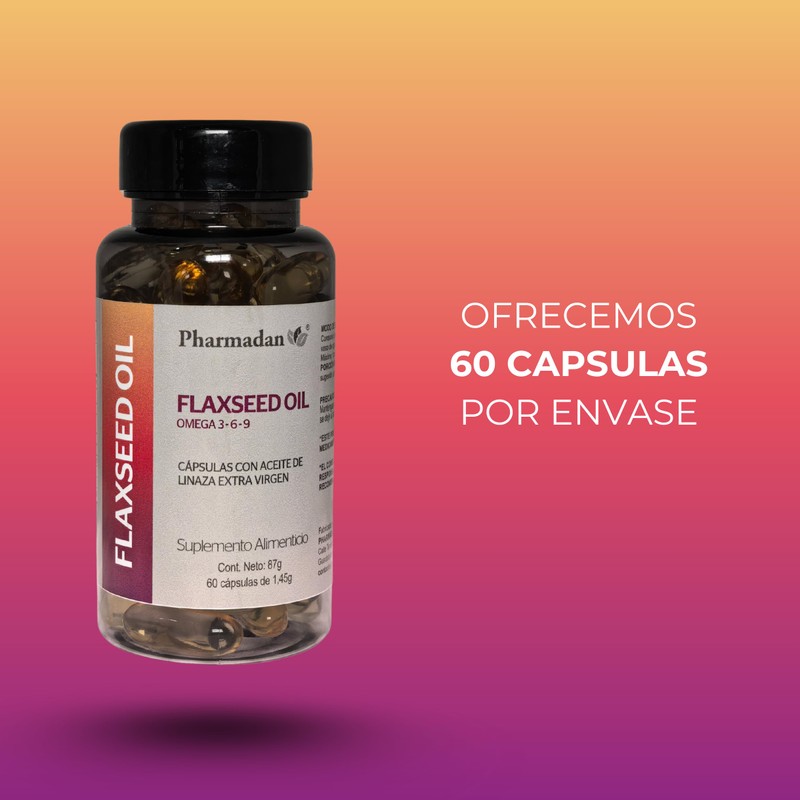 Pharmadan Flaxseed Oil, Omega 3-6-9, 60 cápsulas, Aceite de Linaza