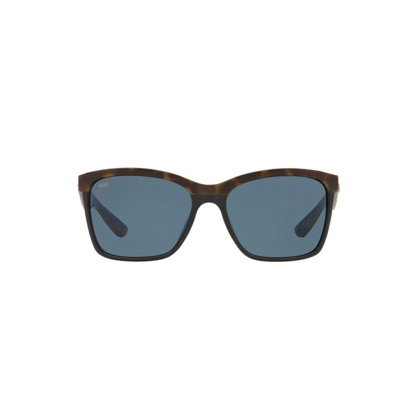 Costa Del Mar Women's Anaa Polarized Rectangular Sunglasses, Shiny Olive Tortoise on Black/Grey Polarized-580P, 55 mm