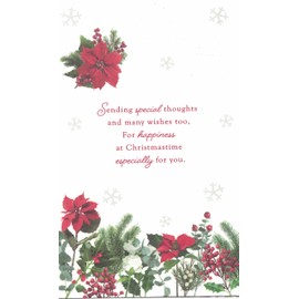 Large Christmas Greeting Card for Daughter & Son-in-Law, 12 x 8 inches, 8 page insert, Red Floral Design