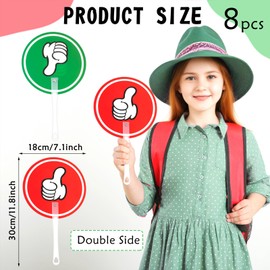 Thinp 8 Pack Thumbs Up Thumbs Down Paddles,Plastic Voting Paddles Green Red Auction Paddles with Thumbs Yes No Paddles True False Paddles for Teacher Student Interaction Teacher Classroom Event Sign