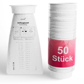 Burp Bags 1500 ml (Pack of 50) - Poop Bags with Ring - Poop Bags for Car & Children - Practical Burp Bags for Travel & Emergencies - Robust Breaking Bags for On the Go