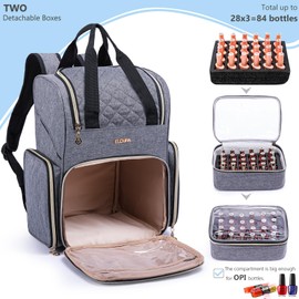 ELCUPA Nail Polish Organizer Backpack Holds 48 Bottles (0.5 Fl Oz) and a Nail Dryer, Nail Polish Storage Bag With 2 Removable Boxes for Nail Suppliers,Nail Kit, Gel Polish