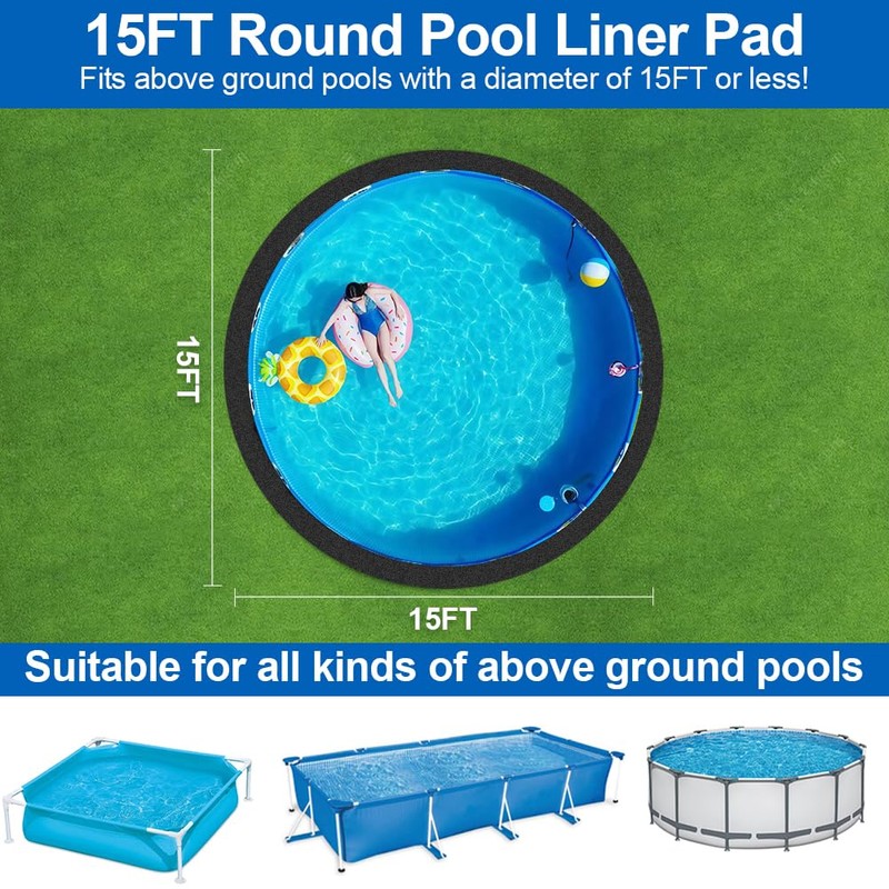 Jaxbo 15 FT Pool Liner Pad, Round Pool Liners for