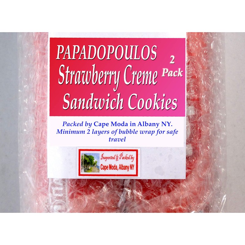 Papadopoulos Greek Sandwich Cookies with Strawberry Filling 2 Pack Made