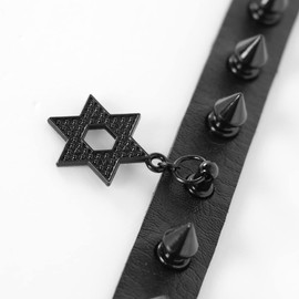 Eigso Punk Leather Studded Choker Necklace for Women Retro Classic Vintage Pendant Collars for Woman Man, Faux Leather, No Gemstone