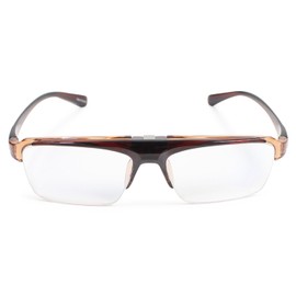 パール 跳ね上げ 老眼鏡 リーディンググラス ブルーライトカット CSTADO スクエア ブラウン +1.0 度数 LT-P301-2CBR +1.0