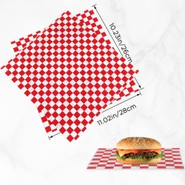 Food Grade Wrap Paper, 100 Pcs Waterproof Checkered Basket Liners Greaseproof Paper Sheets Non-Stick Wrapping Paper for Burger Cheese Bread Pizza Fries (26 x 28CM)