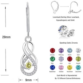 Starchenie Infinity Hoop Earrings, Women's Earrings 925 Silver, Dangling earrings with 3A Cubic Zirconia Birthstone for Women, Sterling Silver, Cubic Zirconia