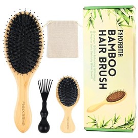 Cepillo de cerdas de jabalí, 2 piezas, suaviza y desenreda todo tipo de cabello, cerdas de jabalí y nailon, suaviza el encrespamiento y evita la rotur