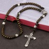 HanlinCC Saint Benedict Paracord Rosary Necklace Large and Heavy Metal