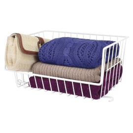Whitmor Wire Stackable Basket, White