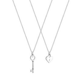 Elli Necklace Partner Chain Key Heart 925 Sterling Silver, Facet cut, None