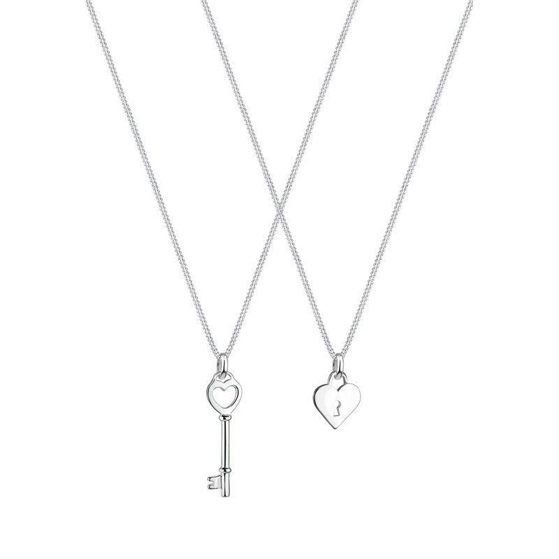 Elli Necklace Partner Chain Key Heart 925 Sterling Silver, Facet