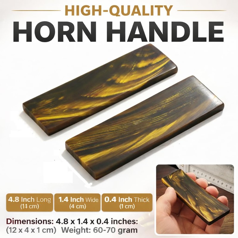 HANDTECHINDIA Honey Water Buffalo Horn/Bone Streaked Scales, Fixed Blade Horn