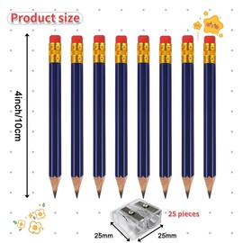 Adhere 25pcs Golf Pencils with eraser Hexagon Wooden Pencils Graphite 2B for Golf Event Scoring,Classroom,Wedding,Company Meetings,Pew, Pocket (Navy Blue)