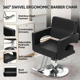 Salon Chair for Hair Stylist, Barber Chair with Heavy Duty Hydraulic Pump, Stylist Chair for Barbershop 360 Degrees Rolling Swivel Spa Beauty Equipment for Hair Stylist