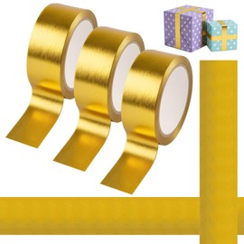 3 Rolls (100FT) Gold Foil Washi Tape – 0.59 Inch Wide Decorative Masking Tape for Crafts, Scrapbooking, Wall Decor – Low-Tack Self-Adhesive Metallic Tape for DIY, Journals, Gift Wrapping