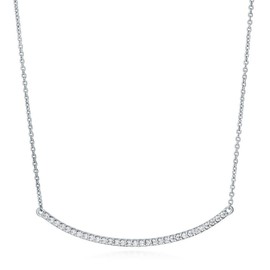 BERRICLE Sterling Silver Bar Cubic Zirconia CZ Fashion Pendant Necklace for Women 16 inch, Rhodium Plated