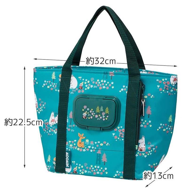 Skater KCLBP1-A Moomin Wet Tissue Insulated Lunch Bag with Pockets