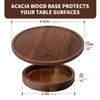 Large Glass Salad Bowls Set with Acacia Wood Base and