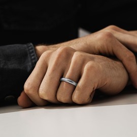 Silver Snake Skin Mens Wedding Band, 925 Sterling Silver Rings For Men, Promise Ring For Him, Unusual Design Stacking, Fashion Mens Jewelry, Engagement & Men Wedding Bands, Unique Gift For Boyfriend (Silver - Polished, 12.5)