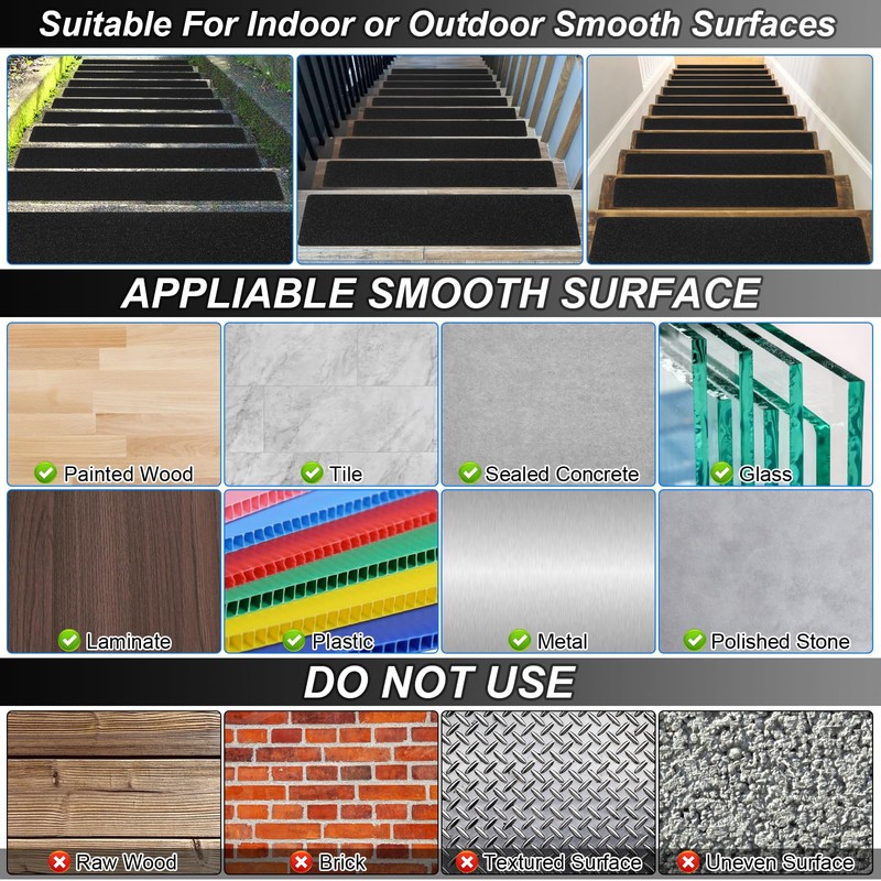 SMILOOL Outdoor Stair Treads Non-Slip Step Strips for Wooden Steps