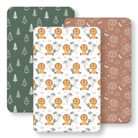 FIEMOL Baby Bedside Bassinet Sheets Fitted, 33”x20” Compatible with Baby Delight Dream On Me & Most Rectangle Bedside Sleeper Bassinet Mattresses, Super Soft Microfiber Brown Lion