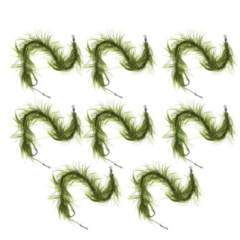 8PCS Carp Fishing Tied Hair Rigs Nylon Green Grass Line