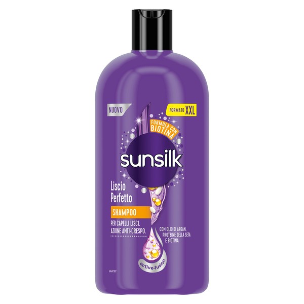 Sunsilk, Perfect Smooth Shampoo, Shampoo for Long and Silky Straight Hair, Formula Active Fusion with Argan Oil, Silk Protein and Biotin for Visibly Healthy Hair, XXL 810 ml