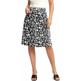 Viodia 25" Knee Length Skorts Skirts for Women with Zipper Pockets Stretchy Modest Aline Midi Skort for Casual Summer Travel