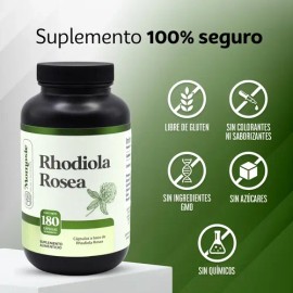Rhodiola Rosea Premium Pura | Energía Y Ánimo | 180 Cápsulas De 500 Mg | Cápsulas Veganas | Dura 6 Meses | Momosie