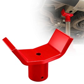 Bottle Jack Adapter for 12-Ton Bottle Jack - Heavy Duty Steel Lifting Saddle Compatible with 3" & 4" Round/Square Axle Tubes - Fits 1.65" or Smaller Jack Accessories - 20,000 lb Capacity (Red)