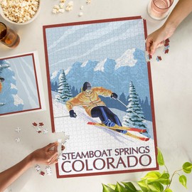 Lantern Press 1000 Piece Jigsaw Puzzle, Steamboat Springs, Colorado, Downhill Skier