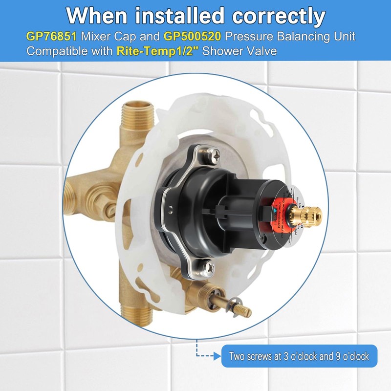 GP76851 Mixer Cap and GP500520 Pressure Balancing Unit, Compatible with