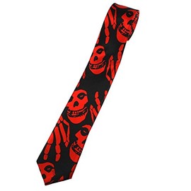 Zac's Alter Ego Red Skulls & Skeleton Hands on Black Tie