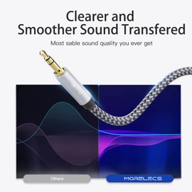 MORELECS Aux Cord 6.6ft, 3.5mm Audio Cable - Nylon Braided Aux Cable 3.5mm Male to Male AUX Cord for Car, Headphones, Home Stereos, Speaker