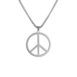 VASSAGO Hippie Style Peace Sign Necklace Peace Sign Pendant Necklace Peace Symbol Jewellery Stainless Steel 1960s 1970s Hippie Party Dressing Accessories Necklaces for Men Women, Stainless Steel, No