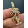 Harlembling MOISSANITE Real 925 Silver Gold Palm Tree Necklace Pendant