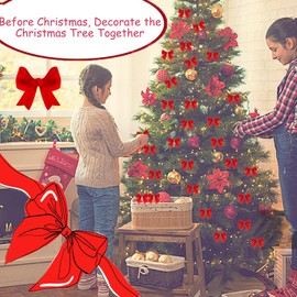 Dream HorseX Decorative Bow, Christmas Bows, Christmas Tree Bows, Red Christmas Bow, Decorations, Gifts, Art, 10 x 10 cm, Pack of 20