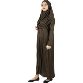 Muslim One-Piece Prayer Dress for Women, Abaya Dress, Islamic Dress, Full Length Hijab, khaki