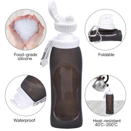 Foldable Water Bottle, Ultralight Sports Water Bottle, BPA-Free, 500 ml Portable Sports Bottle, Water Bottle with Leak-proof Design for Hot and Cold Drinks, Gym, Fitness, Yoga, Hiking, Outdoor