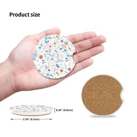 Pink Flowers Car Coasters for Drinks Absorbent,2 Pack Cup Holders,2.56" Ceramic Stone & Non-Scratch Cork Base Coasters,Auto Accessories for Women & Men.