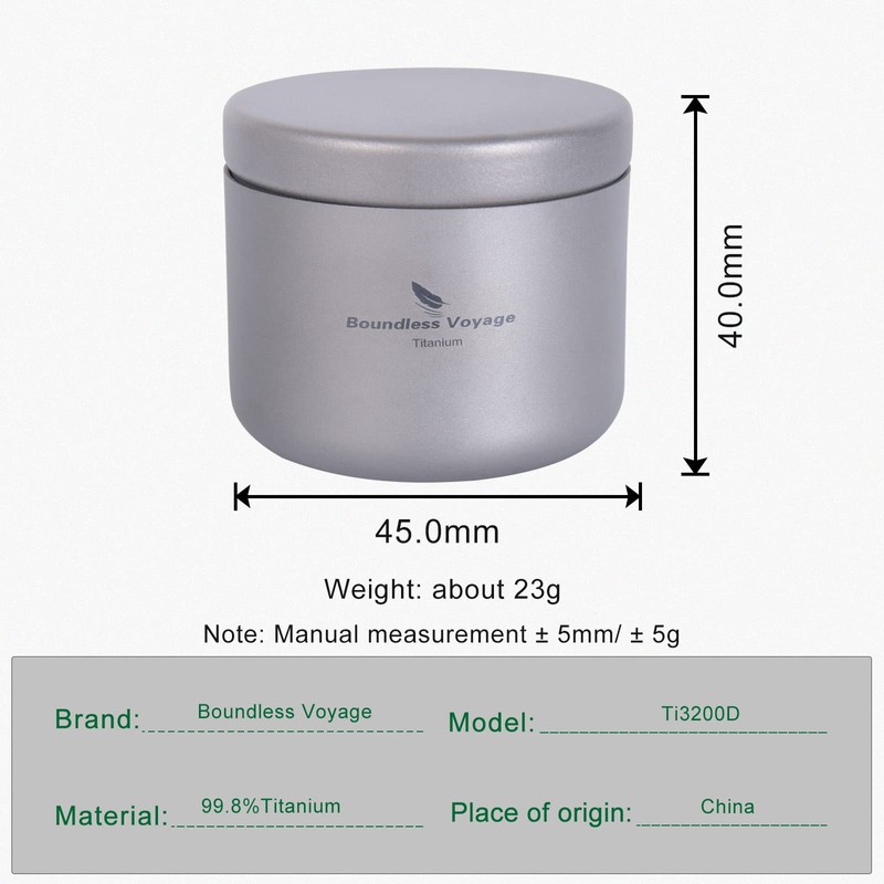 Boundless Voyage Titanium Tea Caddy Canister Outdoor Portable Tin Jar